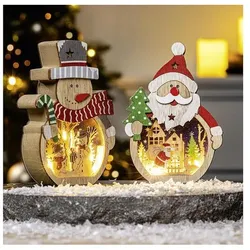 LED Weihnachtsmann aus Holz warmweiss