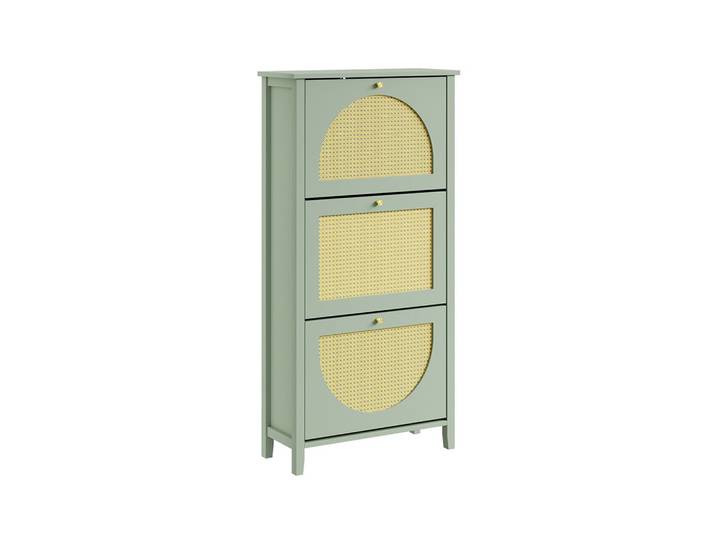 SCHUHSCHRANK Schmal mit 3 Klappen Grün 62x25x121,5cm