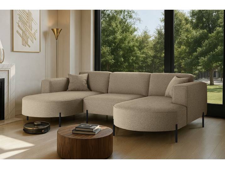 Kaiser Möbel Ecksofa Sofa Designer Modena U Rein stoff Noel, Quelle und Poso, Große Farbauswahl, komfortabel, bequem, praktisch