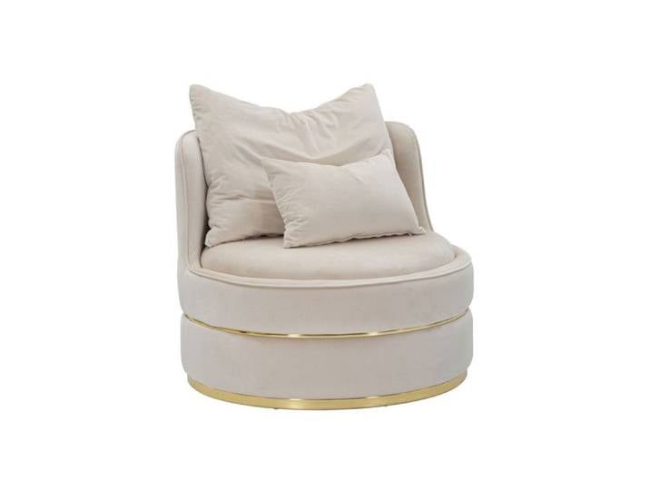 Fauteuil en Velours Design  Paris  84cm Crème & Or