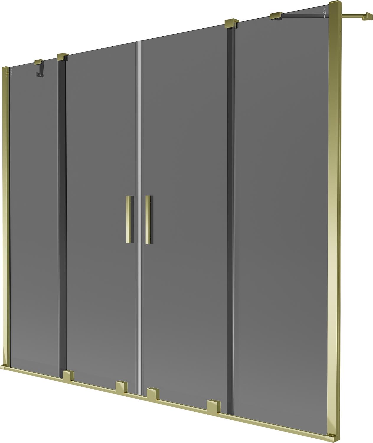 Mexen Velar Duo zweiflügelige Badewannenabtrennung, 180 x 150 cm, grafit, gold - 896-180-000-42-50
