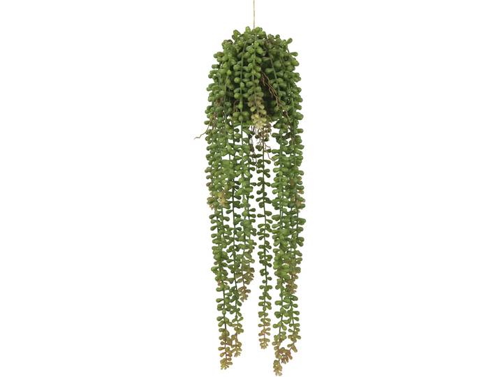 Kunstpflanze I.GE.A. Künstlicher Senecio Hänger , grün, B:14cm H:51cm L:14cm, Kunststoff, Kunstpflanzen, Kunstpflanze, Hängepflanze Perlenschnur auf Mooskugel Realistische Sukkulente Deko