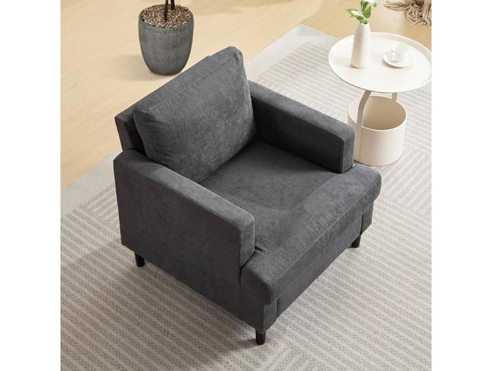 Fauteuil scandinave - HOERFURIY - Modèle HoerFuriy - Tissu doux - 1 place - Gris anthracite