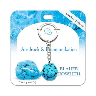 Blauer Howlith Trommelstein Schlüsselanhänger