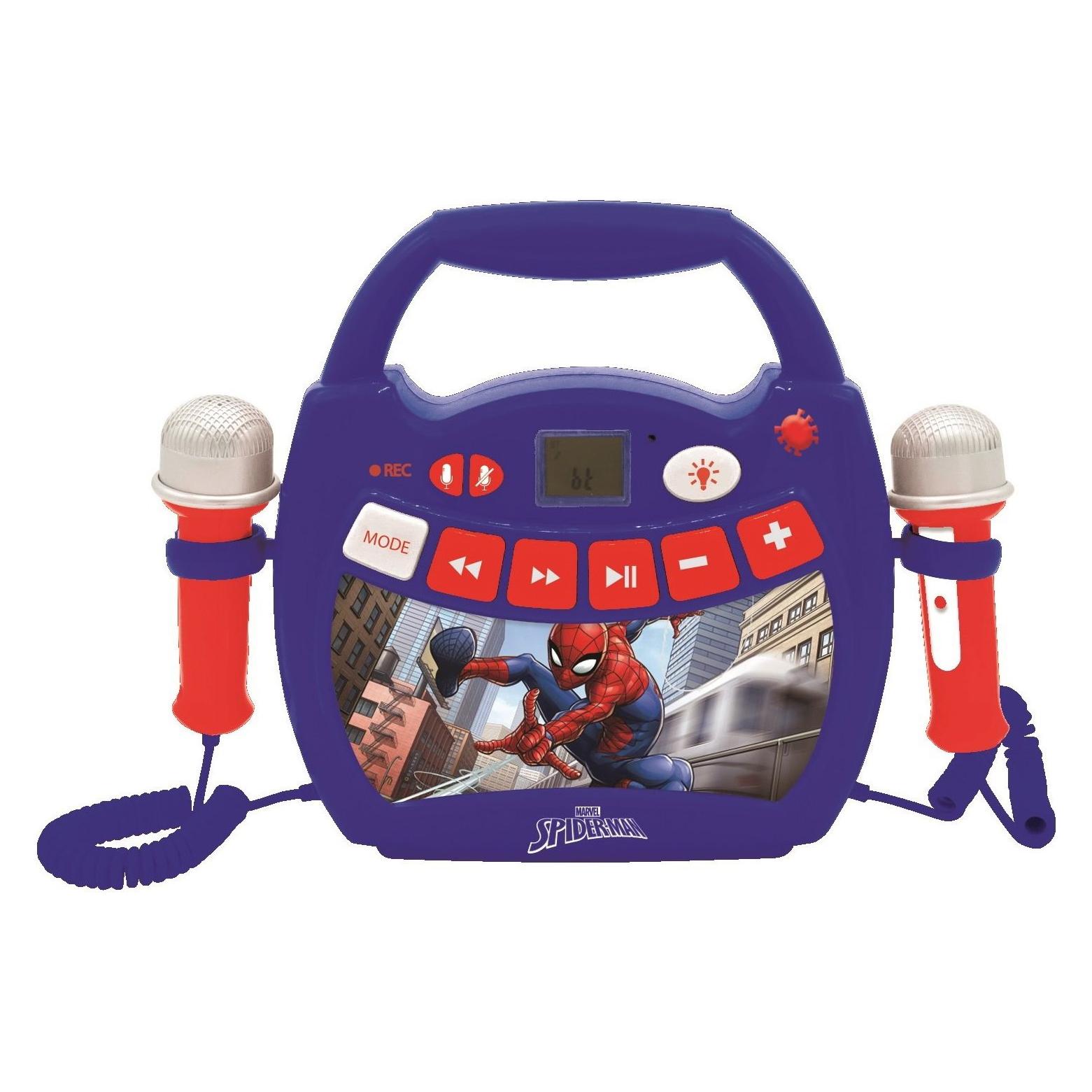 Lexibook MP320SPZ Spider-Man-Tragbarer digitaler Karaoke-Player für Kinder-Mikrofone, Lichteffekte (MP300SPZ)