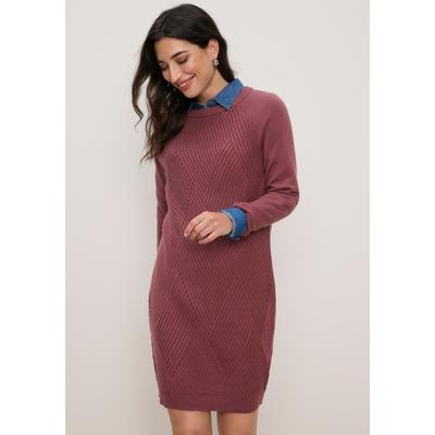 Strickkleid TAMARIS "mit grafischem Strickmuster in Mini-Länge", Damen, Gr. 38, N-Gr, Langarm, Strick, rot (rose mélange), Strick, Obermaterial: 50% Viskose, 28% Polyester, 22% Polyamid, Rautenmuster, meliert, unifarben, figurumspielend mini,...