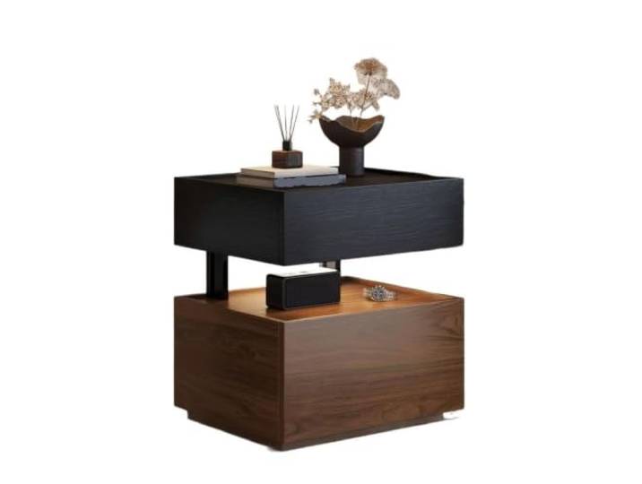 Massivholz-Nachttisch, Verschiedene Größen, Stauraum, Schlafzimmer Nachttisch aus Holz, komplett montiert, schwarze Eiche, Walnuss, Schlafzimmer(Black)