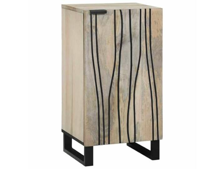 HEFZGDB Massives Mangoholz Sideboard rustikales Design mit texturierter Oberfläche und welligen Linien als Aufbewahrungslösung für Esszimmer und Moderne Wohnzimmer mit Brett-Regalen