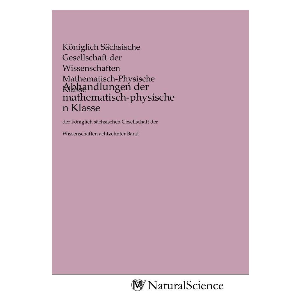 MV-NaturalScience Abhandlungen der mathematisch-physischen Klasse (Softcover) (56161394)