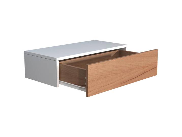 Livetastic Nachttisch, Weiss, Eichefarben, Holzwerkstoff, 1 Schublade(n) Schubladen, 60x15x30 cm, hängend, Schlafzimmer, Nachttische