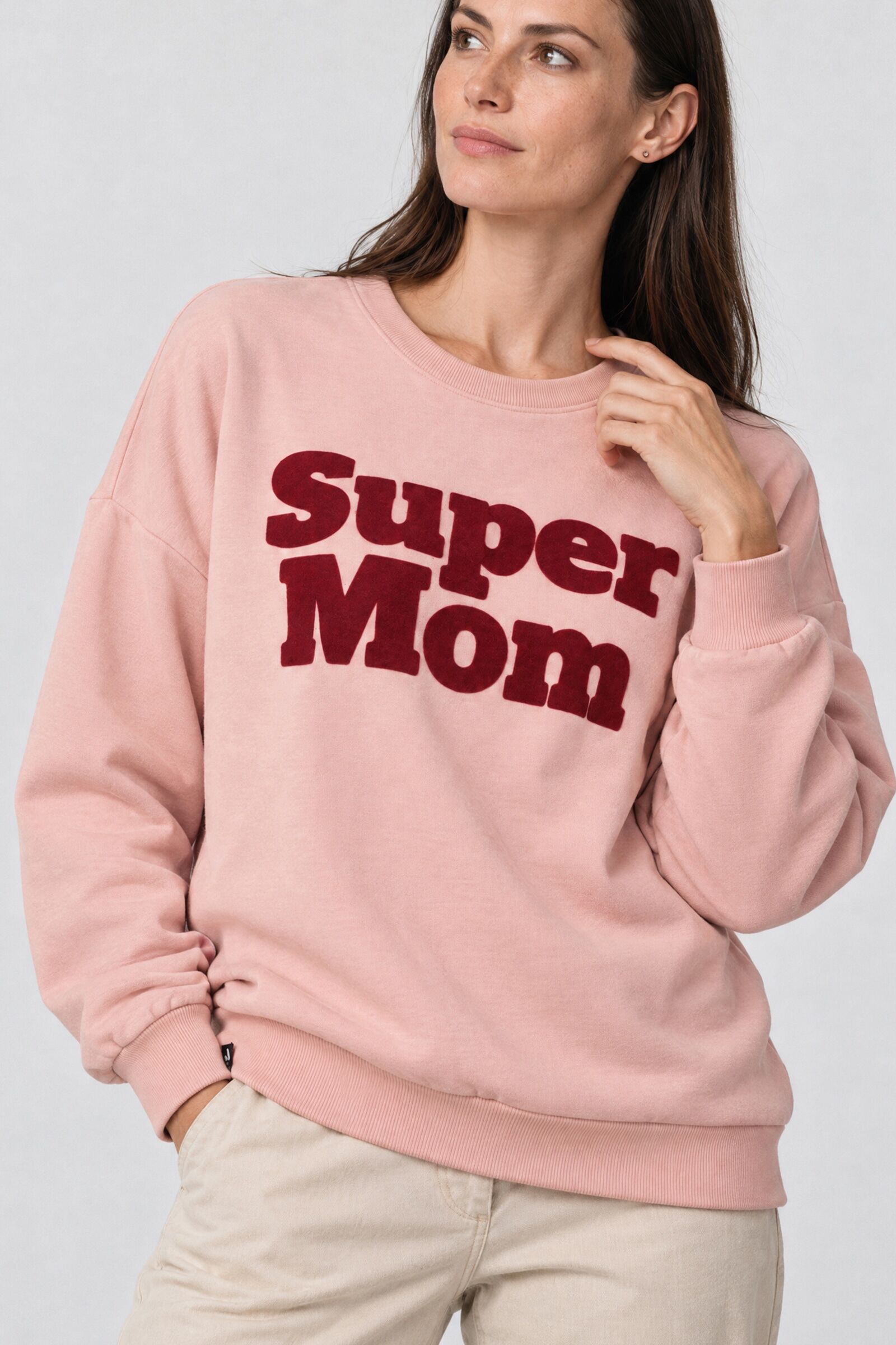 Sweatshirt ALIFE & KICKIN, Damen, Gr. XS, candy, 50% Baumwolle, 50% Polyester, hoch geschlossener Ausschnitt, Sweatshirts Sweatshirt, Zweizeilige Flockdruck-Optik auf der Brust, überschnittene Schultern