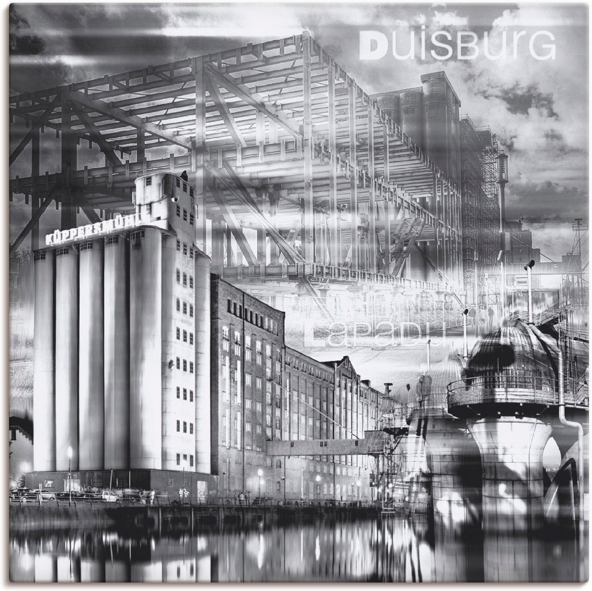 Leinwandbild ARTLAND "Duisburg Skyline Collage III", bunt (farbe bild(er): bunt), B:50cm H:50cm, Bilder, Leinwandbild, auf Holzrahmen gespannt farbe bild(er): bunt B/H/T: 50cm x 50cm, Leinwandbild Deutschland quadratisch, 1 Stk.