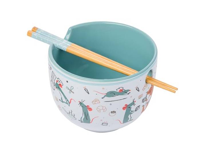 Silver Buffalo Disney Pixar Ratatouille Remy Icons Keramik-Ramen-Nudel-Reisschale mit Essstäbchen, mikrowellengeeignet, 590 ml