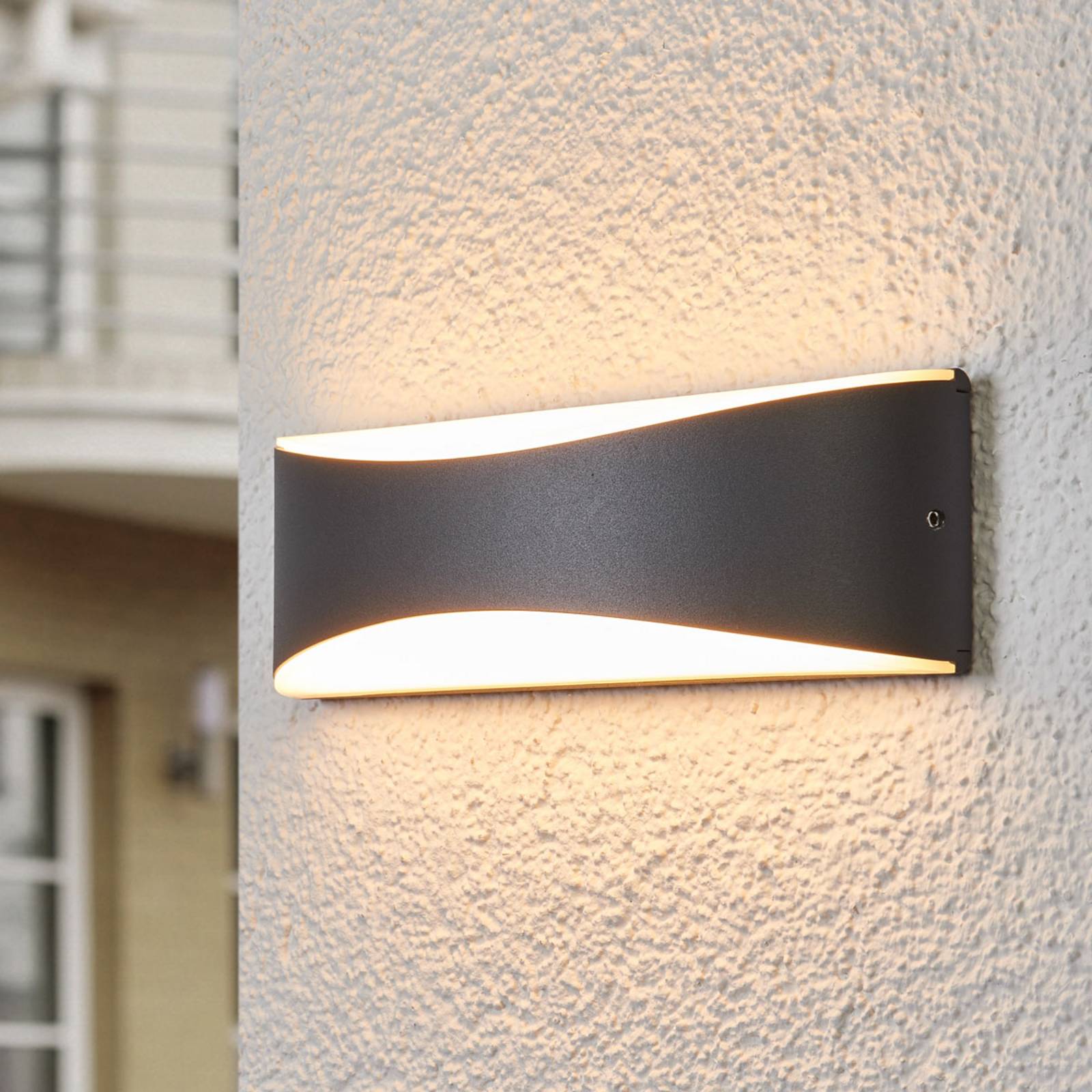LED Aussenwandleuchte Akira Lucande, schwarz, Aluminium, Modern, LED Wandleuchte außen