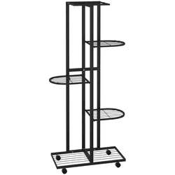 vidaXL Blumenständer 5-Etagen mit Rollen 44x23x100 cm Schwarz Eisen