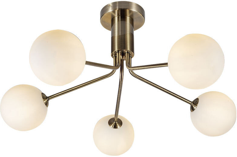 Corrigan Studio Aure Glass Semi Flush Mount Antique Brass