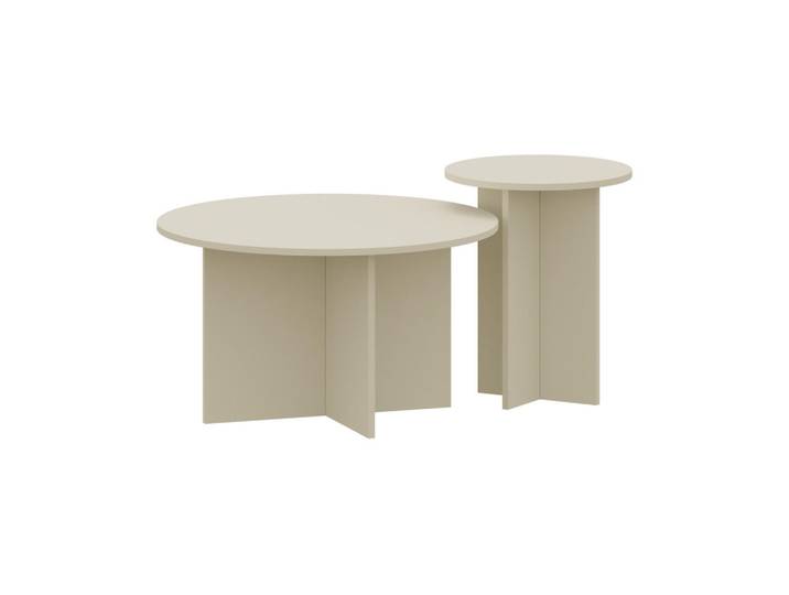 [en.casa] Beistelltisch-Set 2 Tlg. Verummetka, Creme, Rund, 40x49x40 cm, Wohnzimmer, Wohnzimmertische, Beistelltische