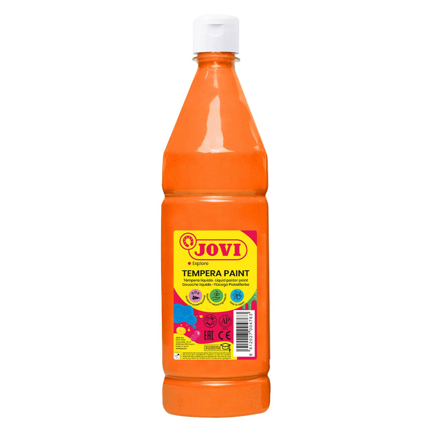 Jovi Temperafarbe, -farbkasten, Flüssige Plakatfarbe, Tempera Paint, orange (1000 ml) (51106-JV)