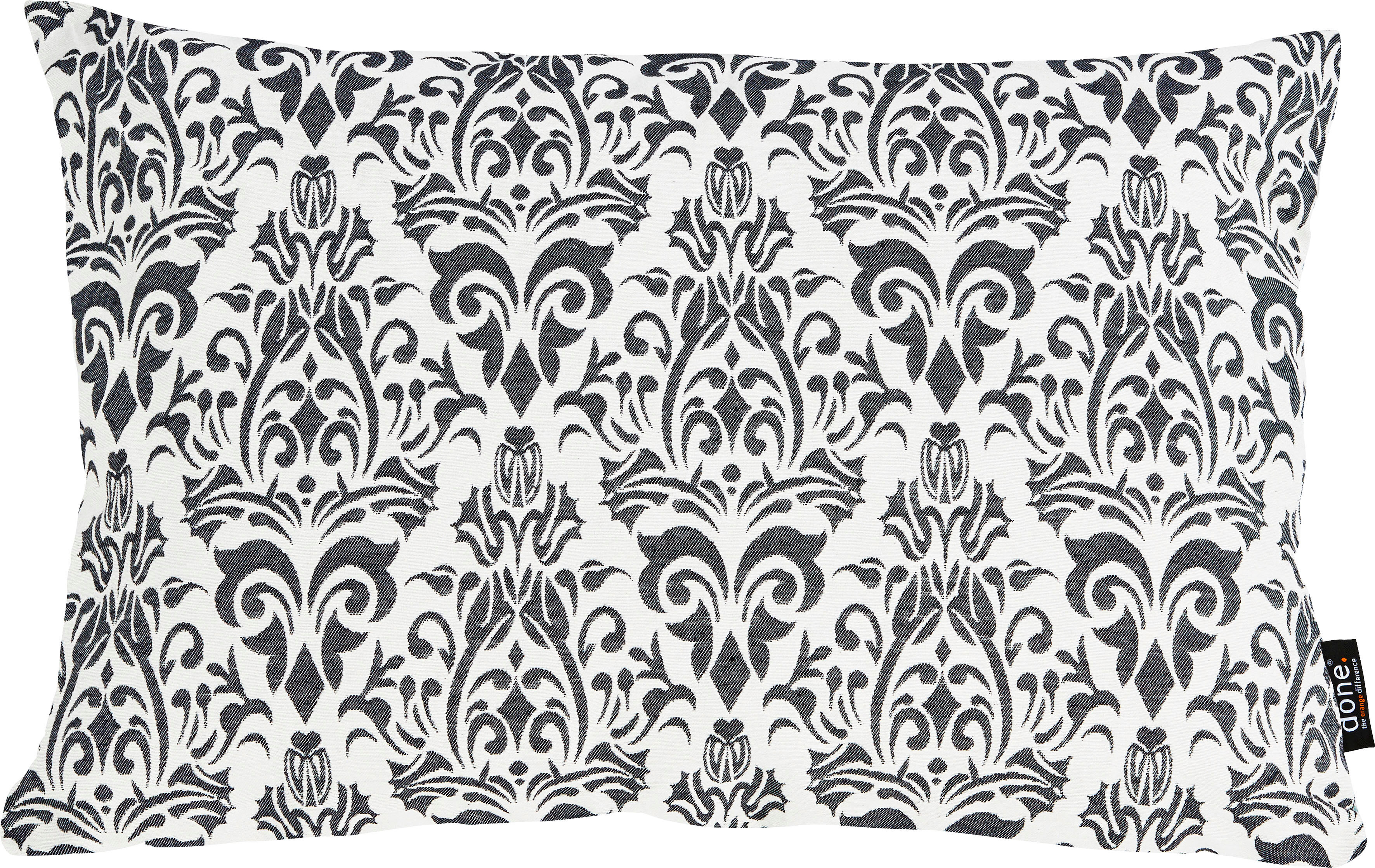 Dekokissen DONE. "Windsor Ornaments", schwarz (schwarz, weiß, ornamente), B:40cm L:60cm, Baumwolle, Polyester, Dekokissen_Sitzkissen_Kissenhüllen, Dekokissen, Jacquardgewebte Kissenhülle ohne Füllung mit Reissverschluss, 1 Stück schwarz, weiß, ornamente B