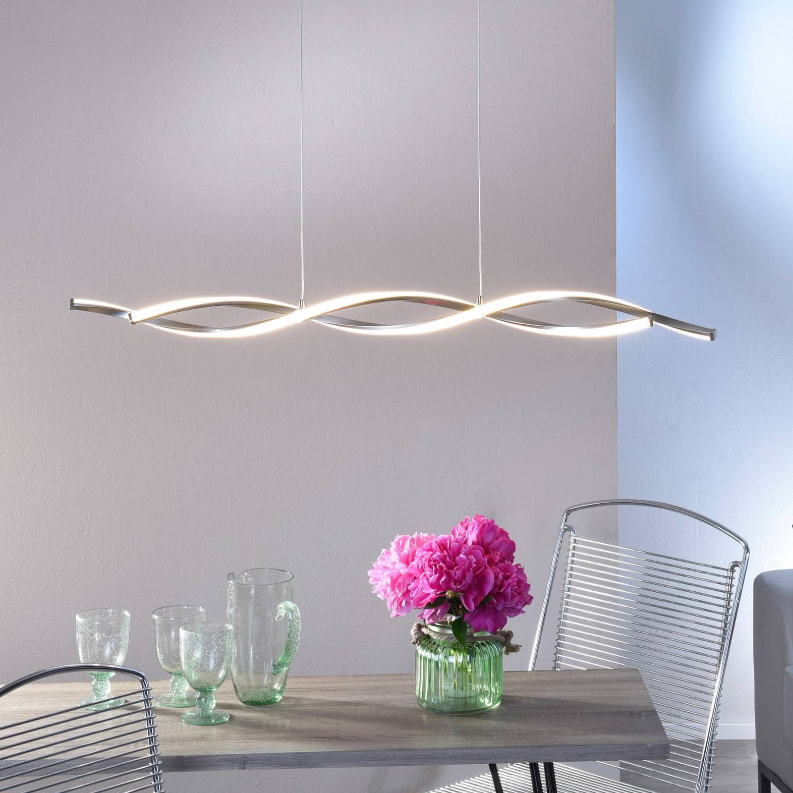 Paul Neuhaus Pendant Light Polina, dimmable, Alu / grey / zinc, Living / Dining Room, metal, Modern, Ceiling Light