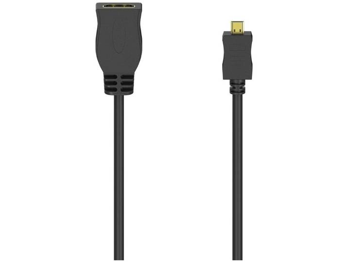 Hama HDMI-kabeladapter, type D (Micro) - type A koppeling, ethernet, verguld HDMI kabel Zwart