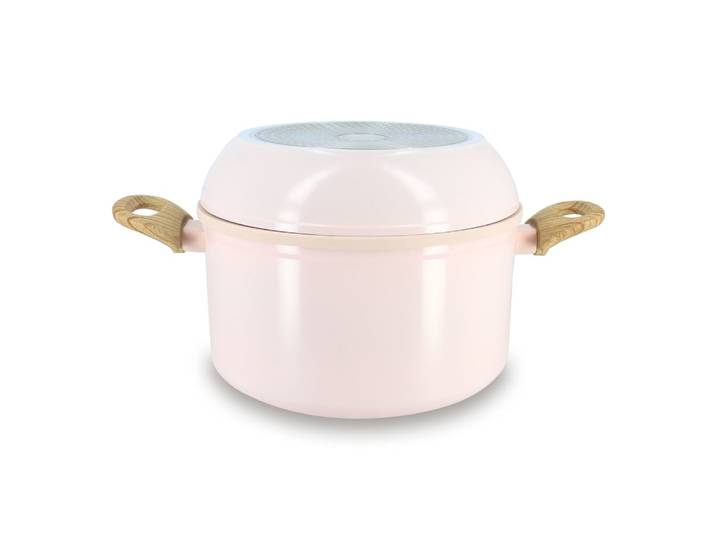 Batterie de cuisine amovible 8 pièces rose en aluminium recyclé
