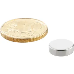 100 Scheibenmagnet, 10 mm, 3,0 mm, N42, 100 Stück, Neodym, silber
