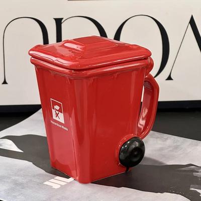 Uplift Essentials 3D Sculpted Trash Can & Recycling Bin Mug red