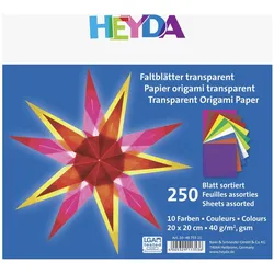 5x Heyda, Bastelpapier, Faltblatt Papier 20x20cm transparent VE=33 Blatt (40 g/m2)