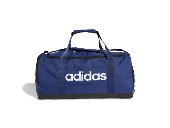 adidas Unisex Essentials Linear Duffel Bag Duffel Bag, Dark Blue/White, M