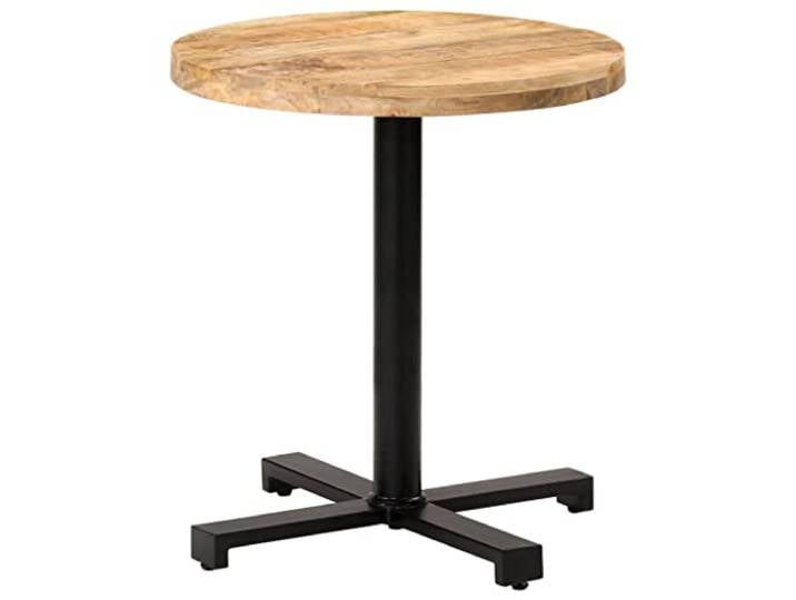 Fisinber Bistrotisch Rund Ø70x75 cm Esstisch Massivholz Mangoholz Handgefertigter Holztisch mit schwarzem Eisenfuß. Stabile Bauweise für Balkon, Küche, Esszimmer und Wintergarten.