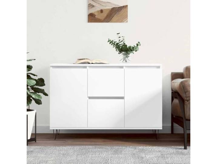 RJPLMFV Anrichte, weiß, 101,5 x 35 x 70 cm, Holz, Technik Robuste Eisenbeine, leicht zu reinigen, Aufbewahrungsregal mit Wandbefestigung