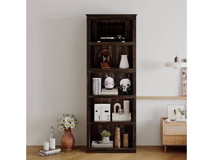Bibliothèque 5 Niveaux Grande Bibliothèque Ouverte en Bois avec Rangement pour Bureau Salon Et Chambre Bois foncé