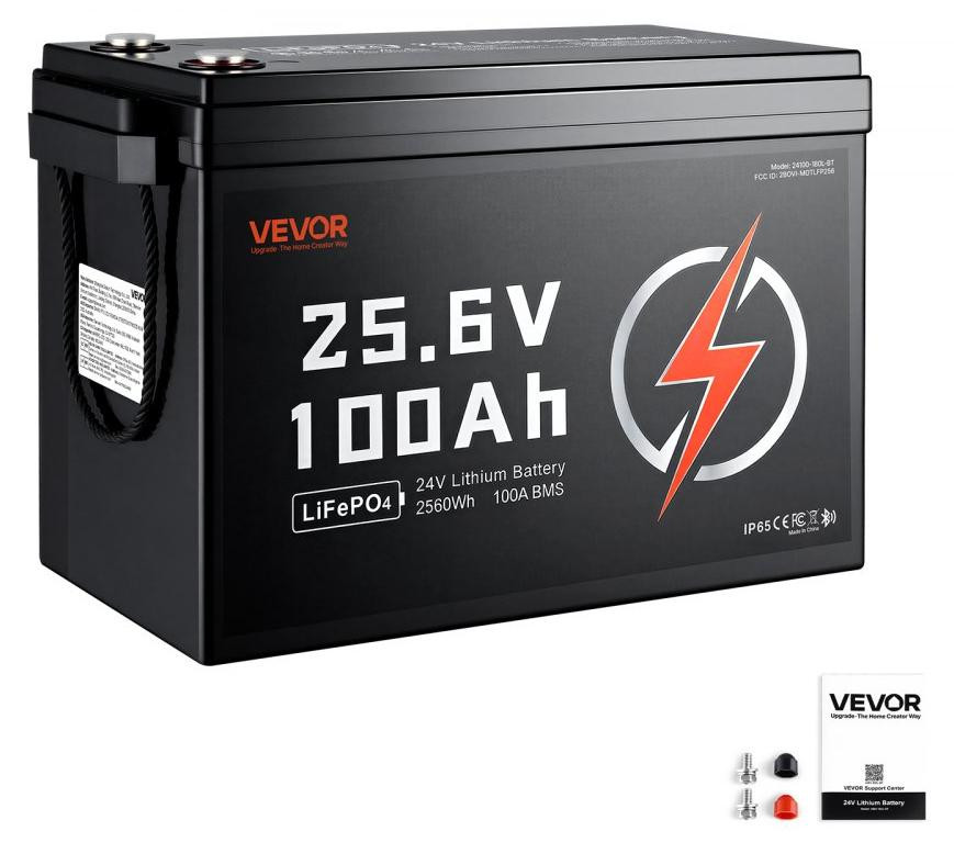 Selius LiFePO4 Accu 24V 100Ah - Lithium Batterij met Bluetooth BMS - 2560Wh Capaciteit