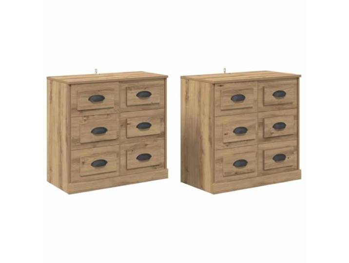 Sideboards 2 Stk. Artisan-Eiche 70 x 35,5 x 67,5 cm Holzwerkstoff, Fächer und Schubladen, viel Stauraum, matte Oberflächen, schlanke rechteckige Form, Wandbefestigung