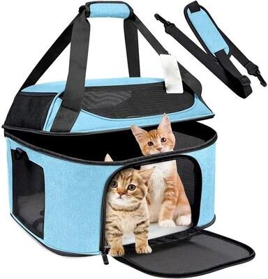 Uplifted Finds Breathable Airline Approved Dog Backpack Carrier Portable Foldable Pet Travel Bag For Small Dogs And Cats blue