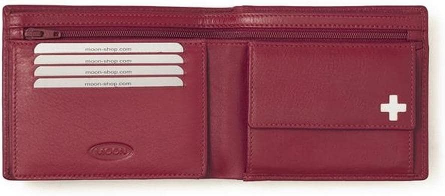 Geldbörse "creanorm Portemonnaie Echtleder", Herren, rot, Leder, Kleinlederwaren Geldbörse, Kompaktes Herrenportemonnaie aus Echtleder mit Schweizer Kreuz rot Einheitsgröße