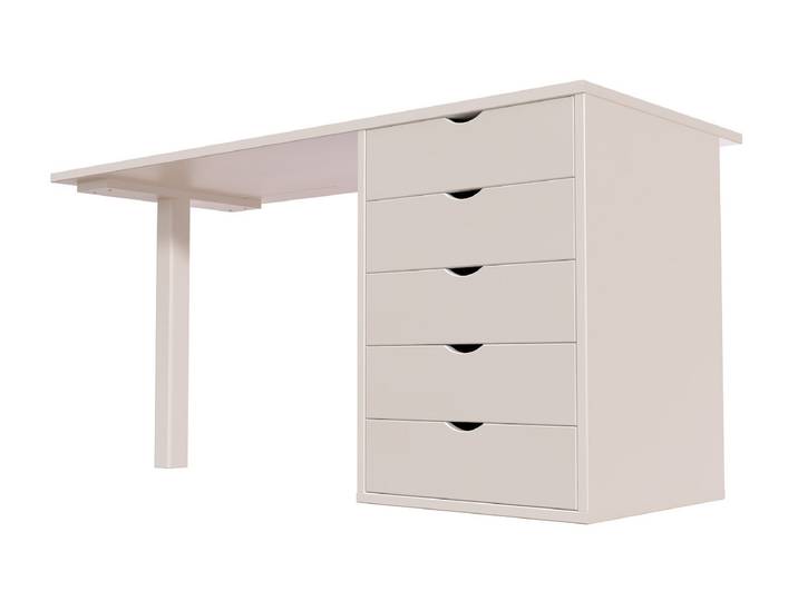 Bureau bois massif 5 tiroirs Blanc