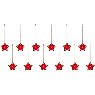 Dekostern CREATIV DECO "Weihnachtsstern, Weihnachtsdeko rot, Christbaumschmuck", rot, B:9,5cm H:9,5cm T:0,5cm, Keramik, Dekosterne, mit Schneeflocken-Design