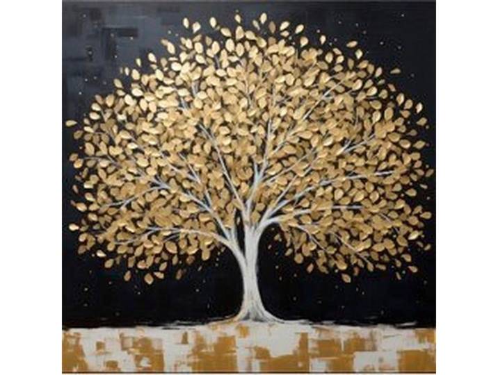 Metallbild Golden Tree II, Mehrfarbig, Metall, Bäume, quadratisch, 50x50x2 cm, einfache und schnelle Anbringung, Bilder & Rahmen, Bilder, Holz & Metallbilder