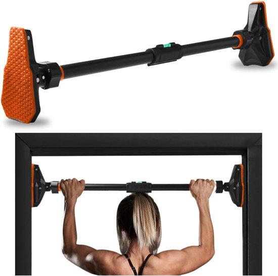 Famanu Türreckstange Krafttraining - Verstellbar 94-143 cm - Automatisches Verriegelungssystem - Schwarz Orange