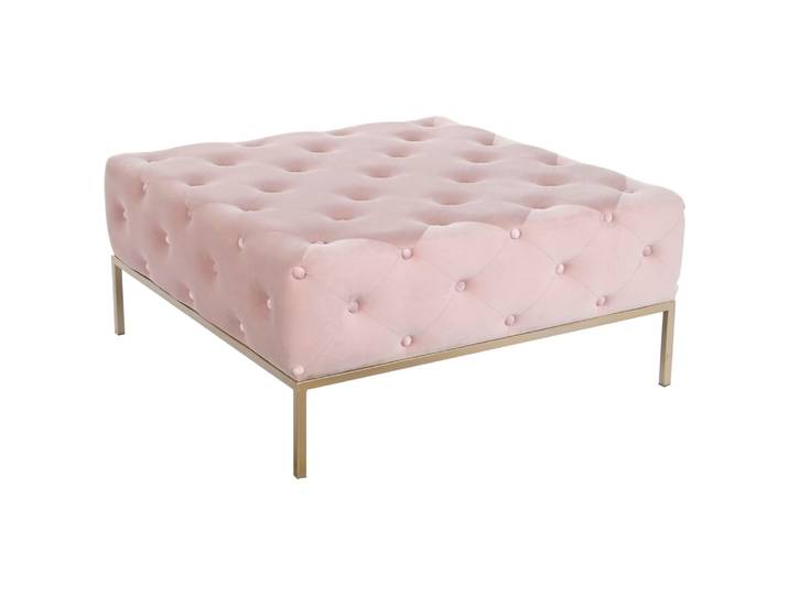 Banquette en polyester capitonnée rose100x100x45 cm