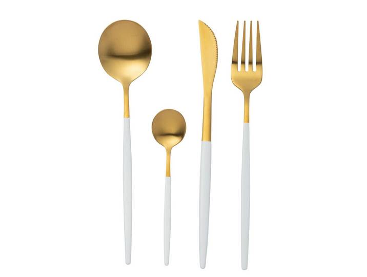 J-Line by Jolipa Besteck-Set Besteck 24-teilig Edelstahl goldfarbig schwarz, 6 Personen, 24 teiliges Set aus Edelstahl in modernem Design, zweifarbig