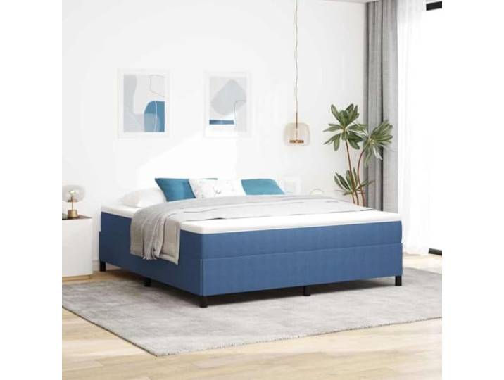 YUTAASU Boxspringbett Blau 180 x 200 cm Cordstoff Mit Lattenrost, Kiefernholzgestell, Samtbezug, Kunststoffbeine, Pflegeleicht