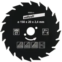 wolfcraft, Sägeblatt, 1 Kreissägeblatt HM, 20 Zähne ø150mm