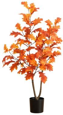 Nearly Natural 3-ft Autumn Oak Artificial Fall Tree - Green