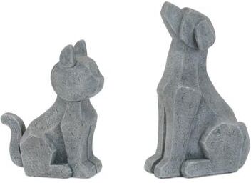 Modern Sitting Dog and Cat Figurine Set of 4 by North American Health+Wellness in Gray (Size ONE SIZE)