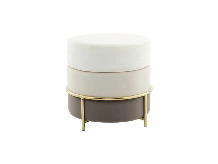Kayoom Hocker, Creme, Goldfarben, Metall, Textil, Holzwerkstoff, rund, 48.5x46x48.5 cm, Wohnzimmer, Sessel, Hocker, Sitzhocker