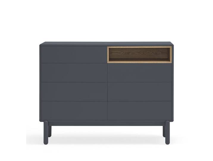 Commode 7 tiroirs 1 niche en bois l120xh90cm - gris anthracite