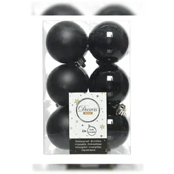 Christmas Decorations 12 Weihnachtskugeln 6cm Kunststoff Christbaumkugeln Plastik bruchsicher schwarz
